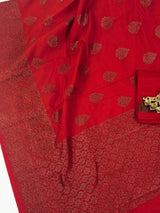 Red Color Dupion Soft Silk Saree with Antique Zari Weave | Ships from California
