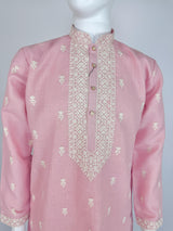 Pastel Pink Premium Cotton Kurta with Pajama | Handemberiodery Kurta with Cotton Lining | Cotton Mens Kurta Set