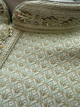 Pista Green Men Kurta Pajama Set with intricate design zari weave, tiny sequin | Mens Ethnic Wear