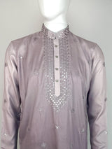 Ombre Lavender Color Kurta with Emberiodey and Sequin | Soft Silk with Lining | Wedding and Party Wear Kurta for Men