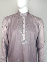 Ombre Lavender Color Kurta with Emberiodey and Sequin | Soft Silk with Lining | Wedding and Party Wear Kurta for Men