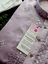 Ombre Lavender Color Kurta with Emberiodey and Sequin | Soft Silk with Lining | Wedding and Party Wear Kurta for Men