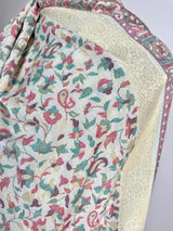 White Kashmiri Kani Wool Shawl in Kani Weave traditional Pattern | White Color Cashmere Wrap | Wool Shawl for Gift