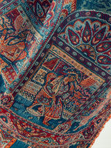 Teal Color Pure Pashmina Kani Weave Kashmiri Shawl | Kani Weave Cashmere Wrap | Floral Cashmere Shawl | Cashmere Stole | Wedding Gift