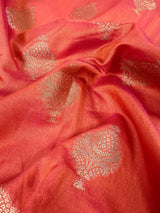 Peach Pink Dual Shade Soft Silk Saree with Paithani Style Borders | Muted Gold Zari Weave | Meenakari | Ships from California