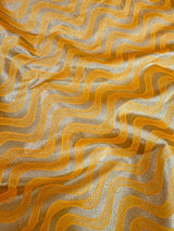 Red and Yellow Color Banarasi Tussar Silk Saree with Plain Body, Banarasi Borders and Gold Zari Weave