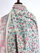 White Kashmiri Kani Wool Shawl in Kani Weave traditional Pattern | White Color Cashmere Wrap | Wool Shawl for Gift