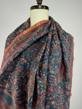 Teal Color Pure Pashmina Kani Weave Kashmiri Shawl | Kani Weave Cashmere Wrap | Floral Cashmere Shawl | Cashmere Stole | Wedding Gift