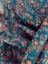 Teal Color Pure Pashmina Kani Weave Kashmiri Shawl | Kani Weave Cashmere Wrap | Floral Cashmere Shawl | Cashmere Stole | Wedding Gift
