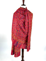 Pink Color Pure Pashmina Kani Weave Kashmiri Shawl | Kani Weave Cashmere Wrap | Floral Cashmere Shawl | Cashmere Stole | Wedding Gift