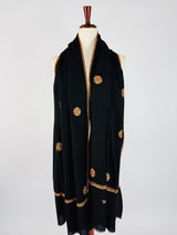 Black Color Pure Pashmina Needlework Kashmiri Light Weight Shawl Wrap | Pure Cashmere