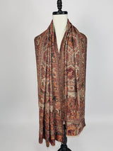 Beige Color Soft Pashmina Shawl | Weave Floral Cashmere Wrap