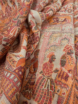 Beige Color Soft Pashmina Shawl | Weave Floral Cashmere Wrap