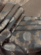 Grey Color Linen Silk Saree | Banarasi Border, Floral Jaal Weave