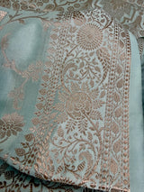 Statement Dull Dusty Blue Color Banarasi Semi Katan Silk Saree