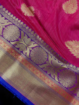 Magenta Cotton Silk Saree | Zari Buttas, Banarasi Border