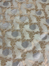 Ivory Linen Silk Saree | Banarasi Border, Floral Jaal Weave