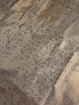 Statement Ivory Color Saree with Muted Gold Zari Weave | Floral Jaal with grand borders