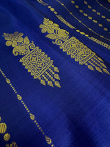 Blue Kanjivaram Silk Saree | Gold Zari Weave, Handwoven