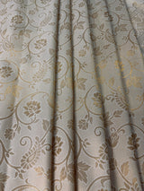 Statement Ivory Color Saree with Muted Gold Zari Weave | Floral Jaal with grand borders