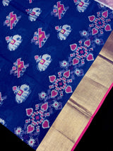 Blue Color Banarasi Cotton Silk Saree with Bird Motifs | Meenakari and Resham Zari Weave with Banarasi Borders