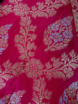 Rani Pink Color Banarasi Handloom Saree | Floral design in Sliver and Gold - view 9 | Saree | Kaash Collection