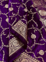 Statement Purple Color Pure Banarasi Satin Silk Saree with Handwoven Gold Zari - view 7 | Saree | Kaash Collection