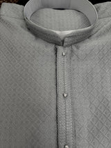 Steel Sliver Color Kurta with Self Design | Wedding & Party Wear