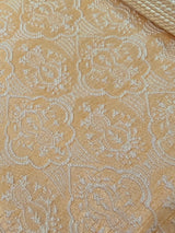 Yellow jacquard silk men's kurta pajama set with embossed embroidery — Kaash Collection