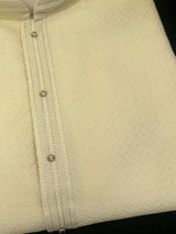 Cream color men's silk kurta with self design — Kaash Collection