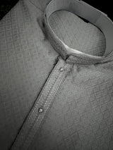 Steel Sliver Color Kurta with Self Design | Wedding & Party Wear
