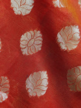 Orange Color Soft Cotton Silk Saree with Buttas and Zari Weaving buttas with Banarasi Borders - Kaash Collection