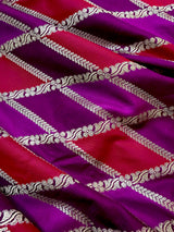 Purple and Maroon Mashru Silk Saree, Muted Gold Zari Weave - Kaash Collection