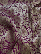 Purple and Maroon Mashru Silk Saree, Muted Gold Zari Weave - Kaash Collection
