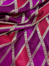 Purple and Maroon Mashru Silk Saree, Muted Gold Zari Weave - Kaash Collection