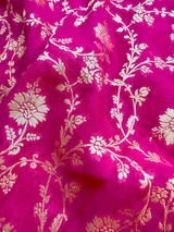 Rani Pink Pure Khaddi Georgette Silk Saree with Floral Jaal Zari Weave - Kaash Collection