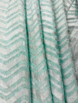 Pastel Sea Green Color Linen blend with Cotton Silk Saree and Embroidery floral buttis