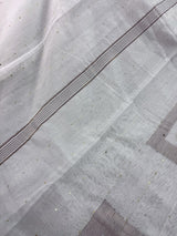 Plain White Color Handloom Linen Saree with Copperish Gold Zari and tiny Sequins