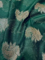 Dark Green Color Semi Banarasi Silk Saree Resham Zari Weave