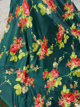 Dark Green Color Soft Khaadi Silk Floral Digital Print Saree