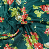 Dark Green saree in soft khaadi silk with floral digital print, borderless — Kaash Collection