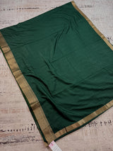 Green Art Silk Saree with Lace Borders, Plain Body Work Blouse