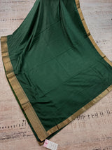 Green Art Silk Saree with Lace Borders, Plain Body Work Blouse