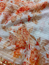 Pearl White Color Organza Silk saree — Kaash Collection