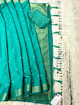 Rama Green Soft Satin Silk Light Weight Saree