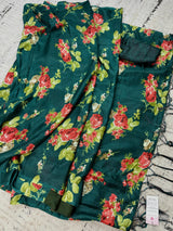 Dark Green Color Soft Khaadi Silk Floral Digital Print Saree