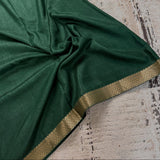 Green Art Silk Saree with Lace Borders, Plain Body Work Blouse