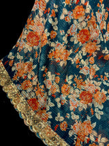 Teal Blue Organza Silk saree — Kaash Collection