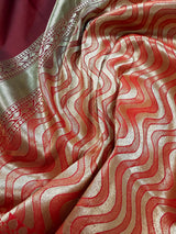 Wine and Red Banarasi Silk saree — Kaash Collection