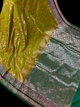 Mehandi Green/ Heena Green and Bottle Green Mashru Silk saree — Kaash Collection
